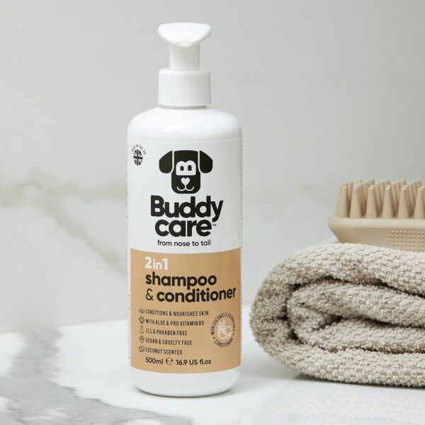 Buddycare 2in1 Dog Shampoo & Conditioner Coconut Scented | With Aloe Vera and Pro Vitamin B5 (500ml) - Image 6