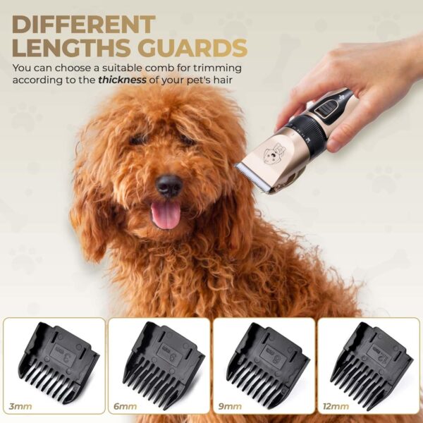 GLOBAL TECH Dog Clippers, Rechargeable Low Noise Cordless Pet Clippers for Dogs Cats and other Pets - Professional Dog Grooming Clipper Kit Shaver Trimmer Suitable for Thick Hair/Coats - Image 4