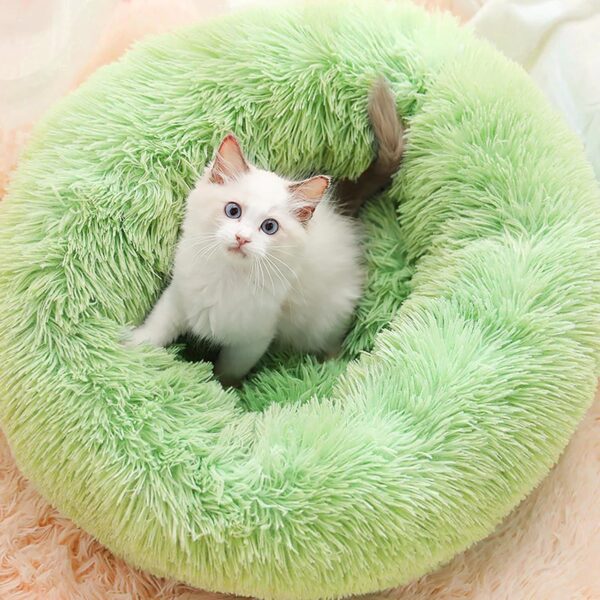 SiLDueh Dog Bed, Small Calming Cat Bed Washable Pet Bed, Plush Round Donut Puppy Bed Dog Cushion, Machine Washable Cat Bed Green (40cm/15.7in) - Image 7