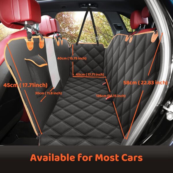 KYG Dog Car Seat Cover Dog Hammock For Car Back Seats With Side Protection And Mesh Visual Window, Durable Scratch Proof And Waterproof Pet Car Seat Cover For Cars/Trucks/Suv 135 X 148 Cm Black&Orange - Image 8