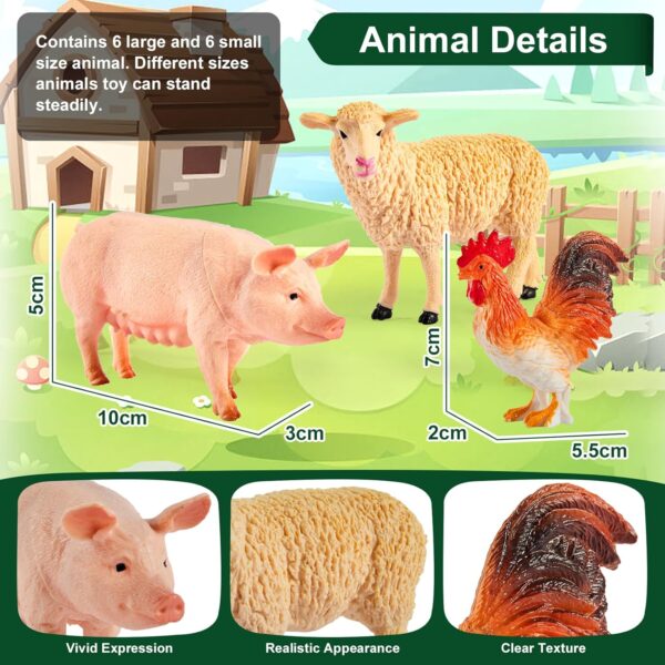 BUYGER Farm Animals Figures Set, Different Size with Tractor Trailer Vehicle Toy, Assemble Fence Farm House Barn Playset Gifts for 3 4 5 Year Olds Kids Toddler - Image 2