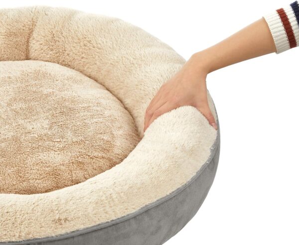 Feandrea Dog Bed, Doughnut Cat Bed, Round, 50 cm Dia., Light Grey - Image 8