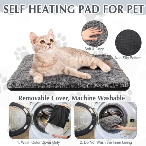 Photect 4 Pack Self Warming Cat Bed Self Heating Dog Cat Pad 16 x 20 Inch Extra Warm Thermal Cat Pad Washable Pet Kennel Pad Crate Bed Mat Removable Cover Non Slip Bottom for Indoor Outdoor Pets - Image 3