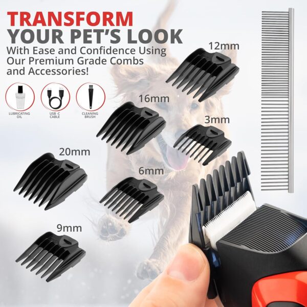 VGR Dog Clippers Cordless for Thick or Curly Coats - Pet Hair Trimmer with Ceramic Blades - Low Noise Silent Grooming Kit for Cat with Matted Fur, Puppy, Poodle - Image 6