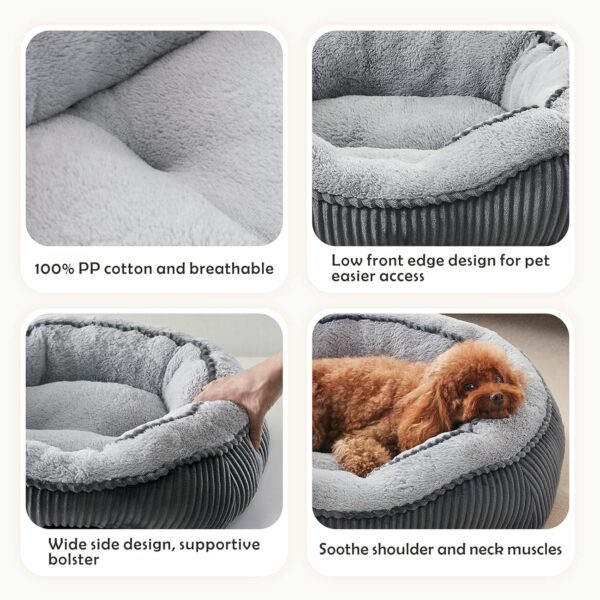 MIXJOY Small Dog Bed Washable(51x49cm), Super Soft Cosy Dog Beds Grey Pet Bed, Premium Grey Rectangle Puppy Bed for Small Medium Large Dogs, Ideal for Labrador, Chihuahua, Springer Spaniel, etc - Image 2