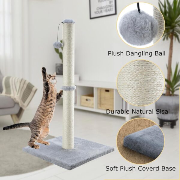 Dimaka 86 cm Tall Ultimate Cat Scratching Post, Claw Scratcher with Sisal Rope and Covered with Soft Smooth Plush, Vertical Scratch [Full Stretch], Modern Stable Design for Cats(Grey V2)… - Image 3