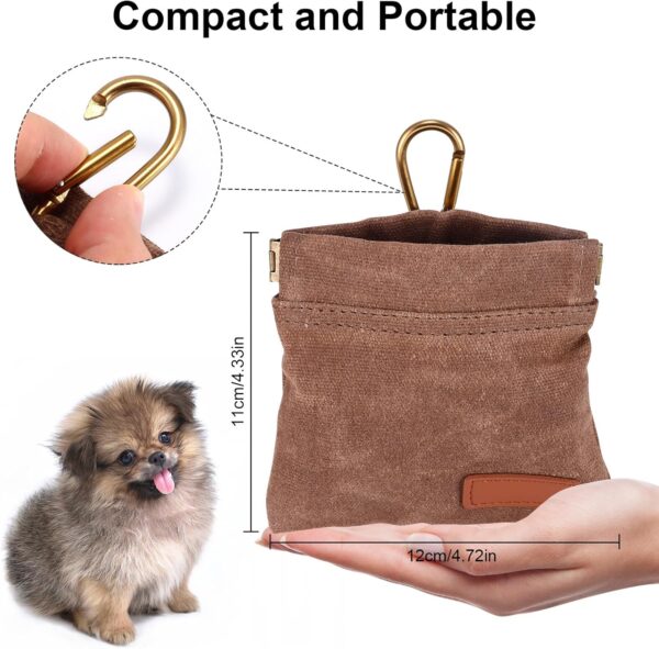 OUZHOU Dog Treat Bag, 2pcs Puppy Dog Training Pouch Hands-Free Training Dog Treat Pouch with Clip for Leash, Includes Carabiner, for Pet Puppy Travel, Outdoor Training Use (Brown) - Image 3