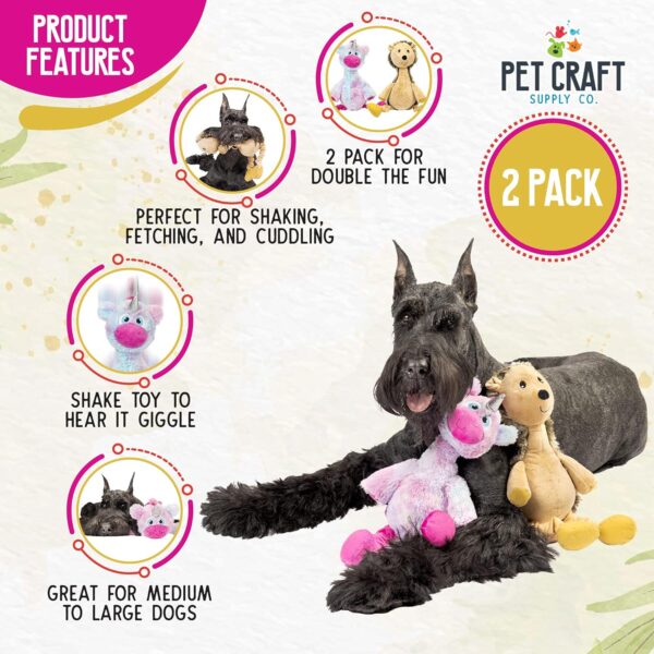 Pet Craft Supply Jiggle Giggle Two Pack Dog Toys - Hedgehog and Unicorn - Image 2