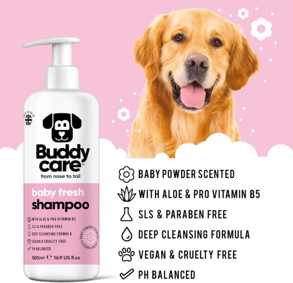 Baby Fresh Dog Shampoo by Buddycare | Deep Cleansing Shampoo for Dogs | Fresh Scented | With Aloe Vera and Pro Vitamin B5 (500ml) - Image 2