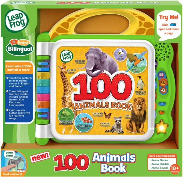 LeapFrog 100 Animals Book, Baby Book with Sounds and Colours for Sensory Play, Educational Toy for Kids, Preschool Bilingual Learning Games for Boys and Girls Aged 18 Months, 1, 2, 3 Years - Image 4