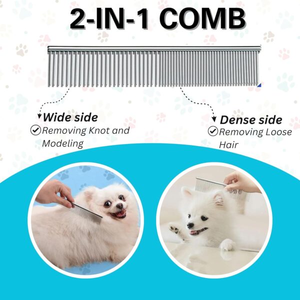 Candure Dematting Comb for Dog and Cat, Pet Grooming Rake and Brushes for Small, Medium & Large Dogs 17+9 Double Sided Deshedding Tool Removes Knots and Tangled Hair (Blue) - Image 6