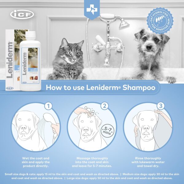 ICF | Leniderm Dog Shampoo for Itchy Skin Relief | Cat & Dog Shampoo and Conditioner for Pets with Sensitive Skin | 250 ml - Image 3