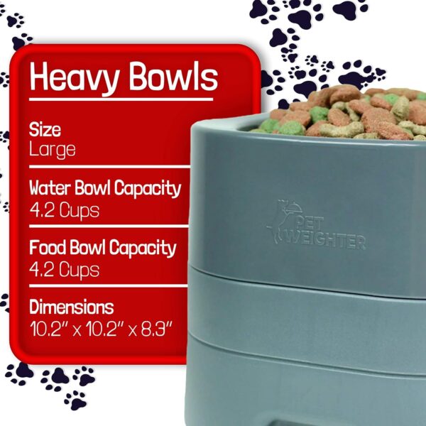 PET WEIGHTER Raised Dog Bowl For Large Dogs - Elevavated Dog and cat Bowl For Food and Water– Non-Slip, Splash Free, Fillable and Easy Clean Dog Water Bowl(Large, Platinum Grey) - Image 3