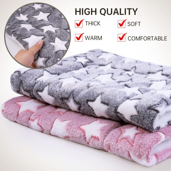 MICOOYO 2Pcs Small Animal Bed Mat - Fluffy Fleece Rabbit Bed, Pet Pad Mat for Rabbit Guinea Pig Squirrel Hamster (XS,Star) - Image 4