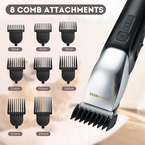 BarberBoss Cordless Dog Clippers, Dog Grooming Kit for Thick Heavy Coats, Waterproof Low Noise Rechargeable Cordless Clipper for Dogs & Cats, QR-9083 - Image 4