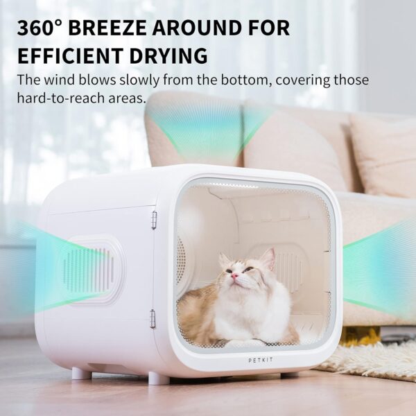 PETKIT Pet Hair Dryer for Cats and Dogs, AIRSALON MAX Automatic Cat Hair Grooming Dry Box, 60L Large Capacity, Ultra Quiet, Smart Temperature Control via App & Touch Panel, 360 Drying Cozy for Pets - Image 2