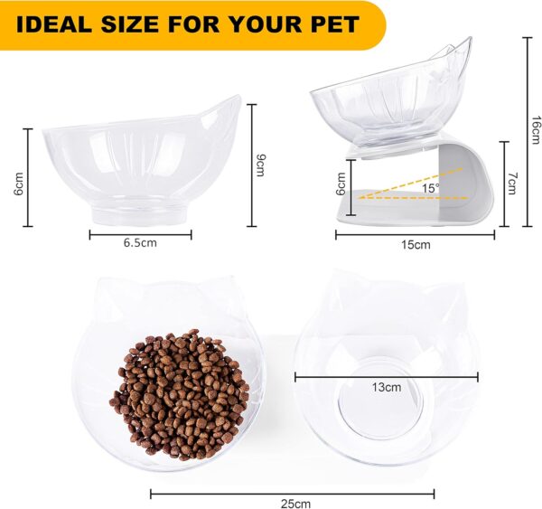 Cat Bowls with Stand Tilted 15° - Raised Cat food bowl with scoop, Anti over-turned and Anti spill Tilted Cat Bowl, Feeding and Water Supplies for Cat - Image 2