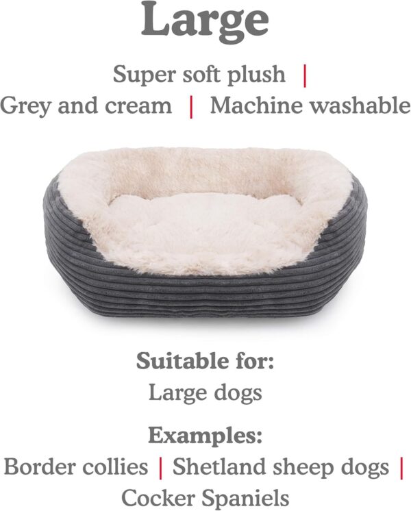 Rosewood Grey Jumbo Cord/Plush Oval Dog Bed, Large - Image 5