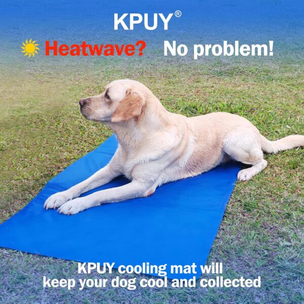 KPUY Dog Cooling Mat, X-Large Pet Cool Mat for Bed,Dog Cat Ice Mat with Self Cooling Gel,Non-Toxic Activated Gel Cooling Pad, Great for Dogs Cats to Stay Cool This Summer,Blue XL(122 * 70cm) - Image 7