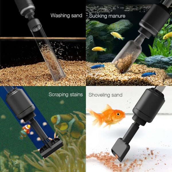 bedee Electric Aquarium Gravel Cleaner, Fish Tank Cleaner, 6 in 1 Automatic Aquarium Cleaner Vacuum Kit for Water Changing & Wash Sand with Adjustable Water Flow, DC 12V, 18W / Black - Image 2