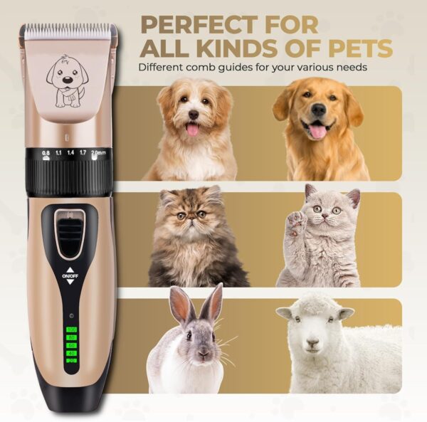 GLOBAL TECH Dog Clippers, Rechargeable Low Noise Cordless Pet Clippers for Dogs Cats and other Pets - Professional Dog Grooming Clipper Kit Shaver Trimmer Suitable for Thick Hair/Coats - Image 7