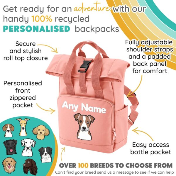 Spoilt Rotten Pets Any Breed Dog Rucksack Backpack Custom Personalised With Dog Name & Choice Of Dog Breed Design Pet Accessories Bag, Overnight, Holiday, Walking, - Image 2