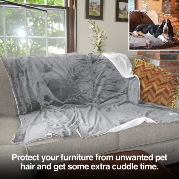 PetFusion Dog Blanket Washable Fleece Blanket for Dog Beds Plush Cat Blanket Soft Throw for Pets Dog Blanket Micro Plush Cat Blanket, Ultra Soft and Cosy Reversible Bed Cover - Grey - XL (152 x 122cm) - Image 2