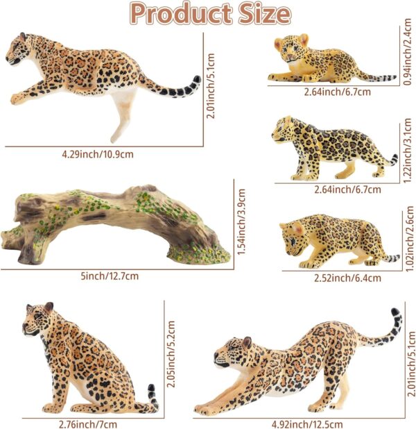 toymany 7PCS Jaguars Figurines with Jaguasr Cubs and Tree Trunk, Realistic Jungle Animals Figures Family Set Includes Baby Jaguars, Educational Toy Cake Toppers Christmas Birthday Gift for Kids - Image 6