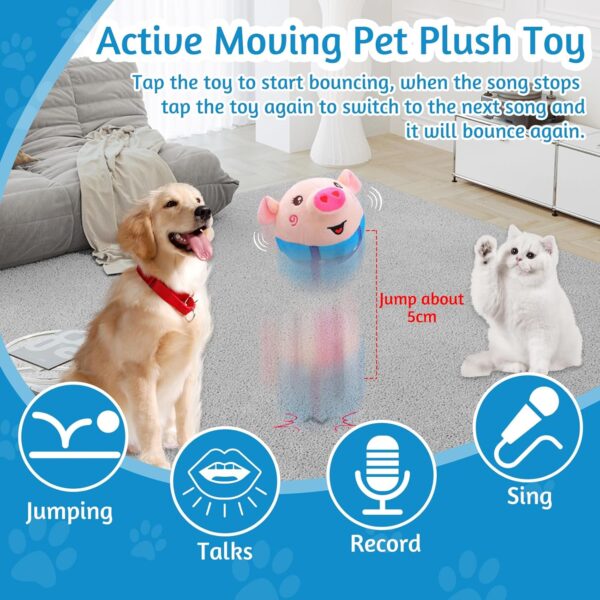 CHANCCI Active Moving Pet Plush Toy Interactive Dog Toys Talking Shake Bounce Boredom Toys Jumping Pig Toy For Dog Washable Cartoon Pig Plush Moving Dog Ball For Pets Cats Small And Medium Dogs - Image 3