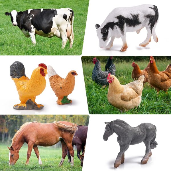 12 Pieces Farm Animal Toys, Mini Farm Animal Figurines Realistic Jungle Farm Animal Figurines Animal Toys Playset Party Favors Bath Toys Safari Animals Figures Little People Farm for Kids - Image 4