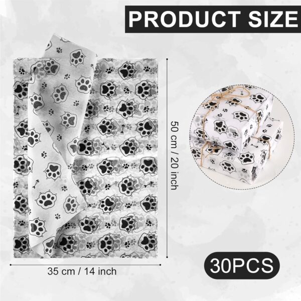 30pcs Cat Paw Print Tissue Paper, 13.8x19.7in Cute Wrapping Tissue Paper Gift Wrap Paper Tissue Paper Sheets for Gift Packaging Wedding Birthday Party Supplies DIY Crafts (black) - Image 2