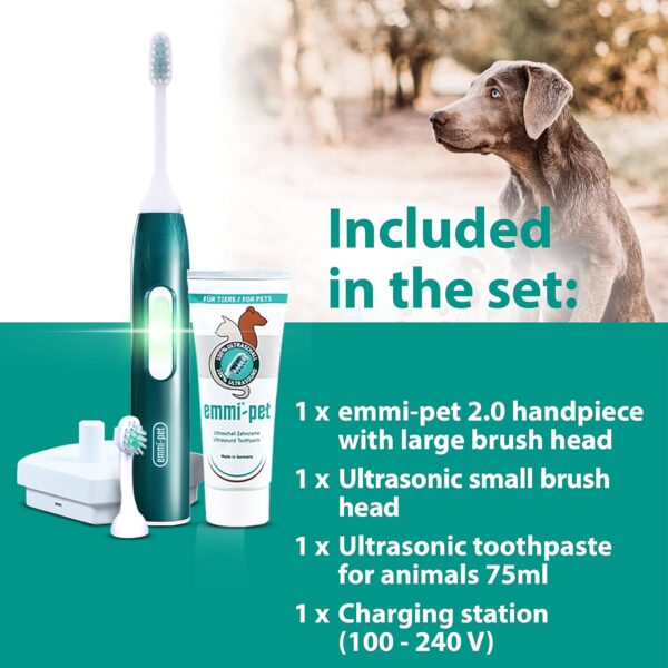 emmi-pet 2.0 Dental Care Set for Dogs & Cats - Silent & without Scrubbing, Ultrasonic Dog Toothbrush and Toothpaste, Fights Tartar, Bad Breath & Gingivitis - Image 6