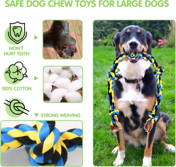 SHARLOVY Large Tough Chew Toys for Aggressive Chewers Large Breed,Heavy Duty Dental Rope Toys Kit for Medium Dogs,5 Knots Indestructible Cotton Puppy Teething Chew Tug Toy (9 pack) - Image 2