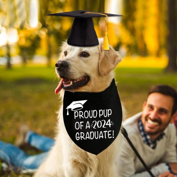 Dog Graduation Bandana and Dog Graduation Cap with 2023 Black Tassel Graduation Dog Cap Bandana Outfits Costumes for Dog Graduation Gift Supplies (One Size, Proud Pup of A Grad) - Image 2