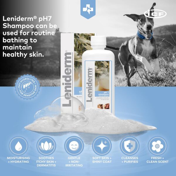 ICF | Leniderm Dog Shampoo for Itchy Skin Relief | Cat & Dog Shampoo and Conditioner for Pets with Sensitive Skin | 250 ml - Image 5