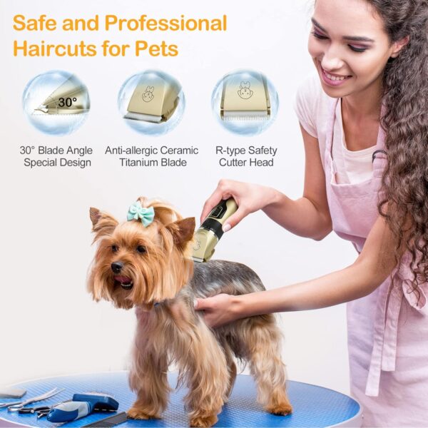 Dog Clippers, Dog Grooming Kit Clippers, Rechargeable Cordless Pet Clippers Low Noise Pet Hair Clipper Dog Clippers Professional for Thick Hair with 4 Combs for Dogs Cats Horses - Image 3