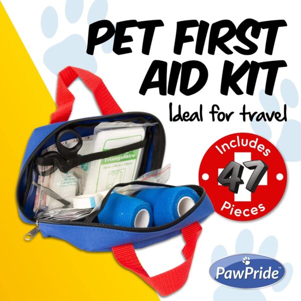 PawPride Portable Pet First Aid Kit For your Dog and Puppy, 47 pieces included, ideal dog walking accessories, keep your pet dogs safe when you travel - Image 2