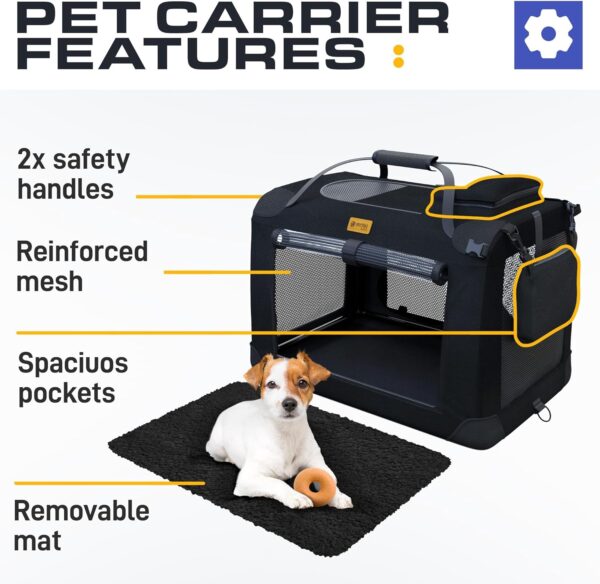 PetProved Dog Travel Crate Dog Carrier Cat Carrier Large Pet Carrier for Medium Dogs Puppy Carrier Soft Fabric Dog Car Crate Collapsible for Car - Image 2