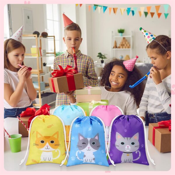 Faccito 24 Pieces Cat Party Favor Bags Cat Themed Birthday Goodie Bags Pet Cat Gift Drawstring Bag Kitty Candy Treat Bags for Kid Cat Birthday Party Baby Shower Decoration Supplies - Image 5