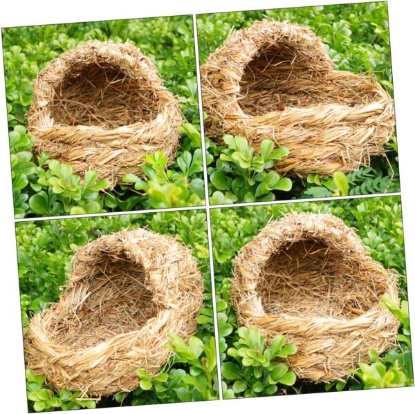 Grass Woven Pet 1pc Straw Pet Bed Bird Grass Bed Woven Straw Hut Critters Hamster Hanging Bed Hamster Sleeping Bed Hideaway Grass Hut Guinea Pigs Hamster House Grass Hammock - Image 3