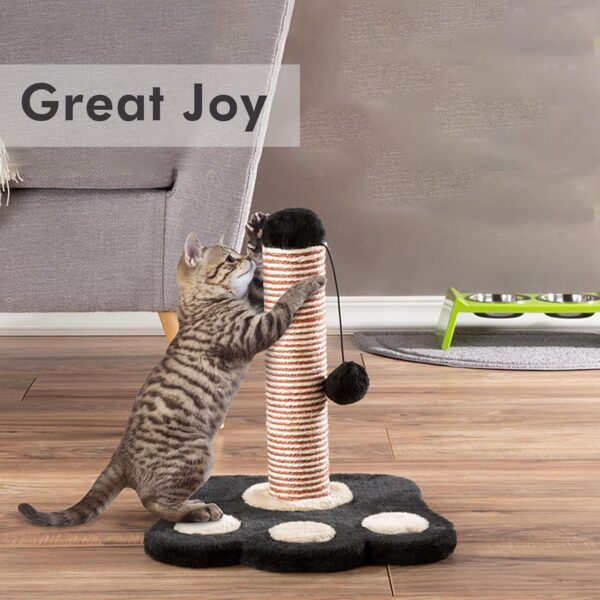 Ziya Shines Cat Scratcher | Cat Scratching Post with Hanging Ball | 40 cm Scratching Post Activity Center Sisal Rope Covered Soft Smooth Plush (Paw Base) - Image 6