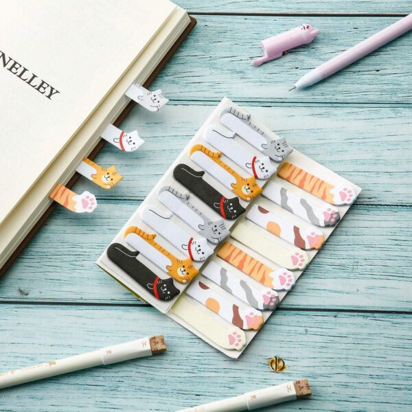 12 Pieces Cute Cat Pens Cats Design Gel Ink Pens Kawaii Writing Pen and 320 Pieces Cute Cat Sticky Notes Page Bookmarks Flags Tab for Cat Lovers Kids Stationery School Office Supplies(Classic Style) - Image 5