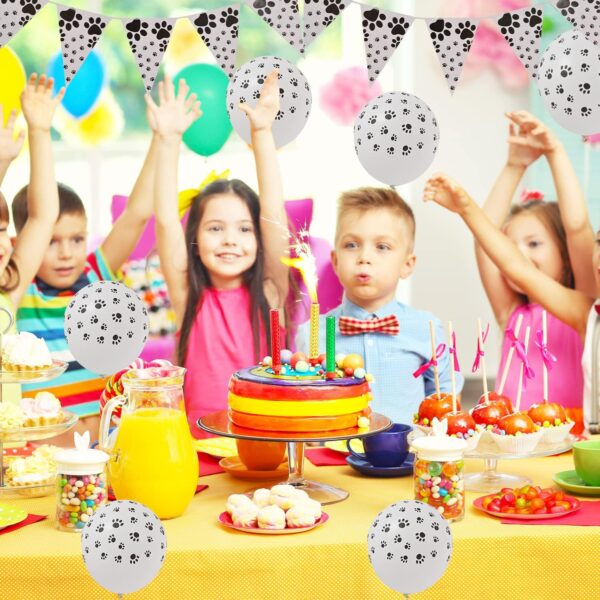 Fvomye 68 Pieces Dog Party Decoration Pet Dog Birthday Party Supplies Dog Paw Print Party Tableware Party Plates Cups Napkins Tablecloth Banner Straw Paw Print Balloons - Image 5