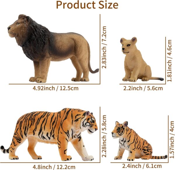 toymany 8PCS Plastic Jungle Animals Figure Playset Includes Baby Animals, Realistic Lion,Tiger,Cheetah,Jaguar Figurines with Cub, Cake Toppers Christmas Birthday Toy Gift for Kids Toddlers - Image 5