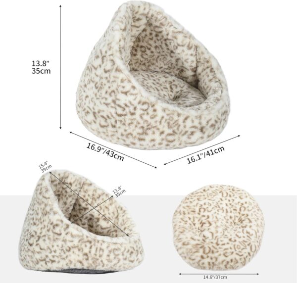 YITAHOME Cat Beds Fluffy Cat Bed Pet Bed for Indoor Cats, Washable Non-Slip Cat Nest, Cat Nesting Bed, with Removable Washable Cushion Pillow, Kitten Bed, Cat Sofa Bed, 43x41x35cm (White Light Brown) - Image 6