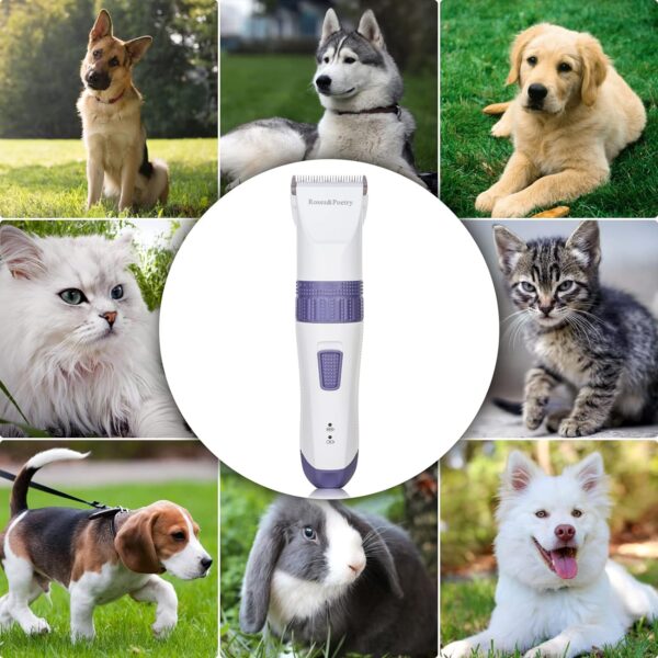 Dog Clippers,Dog Grooming Kit (Upgrade),Roses&Poetry Cordless Dog Grooming Clippers & Pets Hair Trimmers Tools,Rechargeable Low Noise & Suitable for Dogs,Cats and Other Pets with LED Display - Image 6