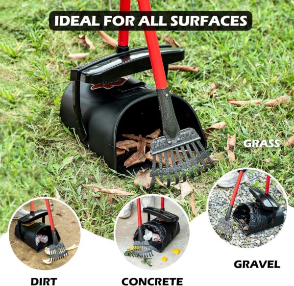 BANORES Pooper Scooper Large Swivel Bin & Rake for Large & Small Dogs Non-Breakable Dog Poop Scooper with 20 Waste Bags Easy to Clean Pet Waste Use on Grass, Dirt or Gravel - Pet Supplies - Image 3