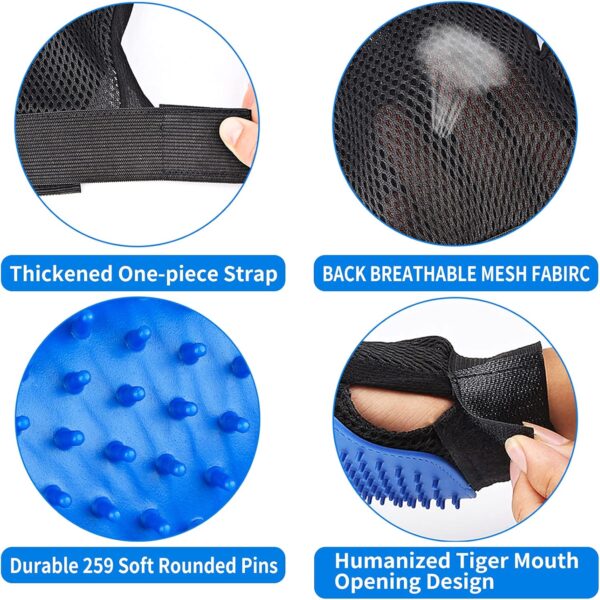 USION Pet Dog Cat Grooming Glove 2 Pack,[Upgraded 259 Pins] Pet Hair Remover Mitt Massage Deshedding Glove Brush with Longer Tips for Long Short Fur Dogs Cats Rabbits Horses and More(LEFT & RIGHT) - Image 9