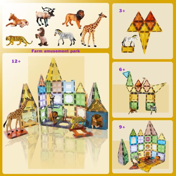 BUBUQE Magnetic Tiles 3D Magnet Building Block Toys Educational Stem Learning Toy with Farm Animal and Lighting Effect Construction Sensory Toys Preschool Gift for Boys and Girls 3 4 5 6 7 8 Years+ - Image 3