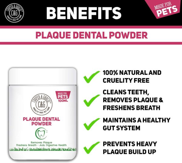 C&G Pets | Plaque Dental Powder 100ML | Plant Based Antibacterial Dog Mouthwash Plaque Off | Natural Ingredients Dog Plaque Remover | Ideal for Dog Dental Care Plaque Off Dogs Plaque Off - Image 4